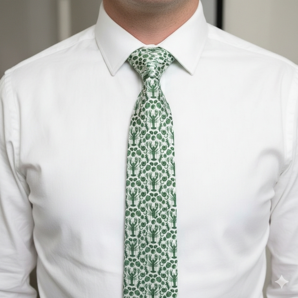 NEW COLE HAAN Pinch Clam Bake Tie Green White Lobster Beach